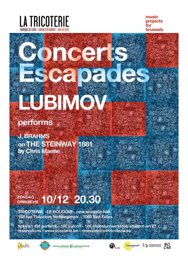 Affiche. Concerts Escapade - Lubimov performs J. Brahms on the Steinway 1881 by Chris Maene. 2023-12-10